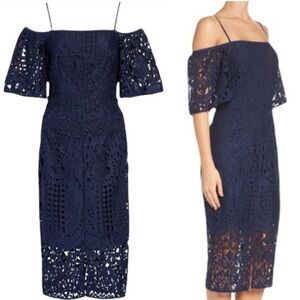 Chelsea28 Lace Off the Shoulder Midi Evening Cocktail Dress